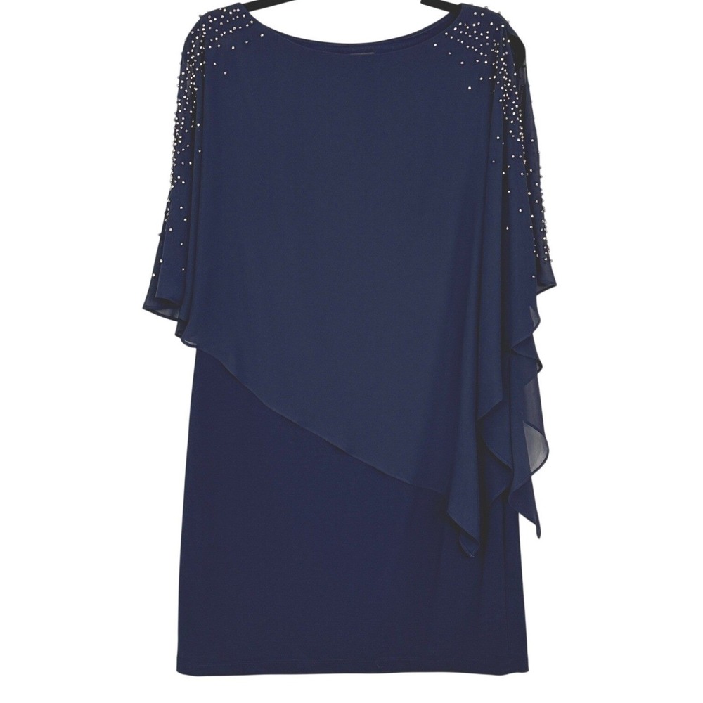 XSCAPE Navy Beaded Dress XC135 Womens Sz 12 mother of the Bride Groom wedding